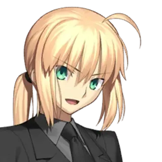 👑 Saber Fate/stay night อนิเมะ, ตัวละคร, ผมบลอนด์, สูท, เนคไท telegram sticker