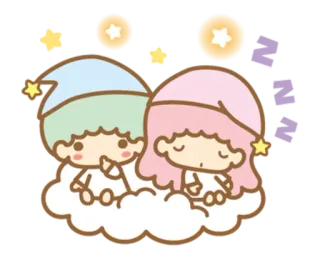 😴 Little Twin Stars fofo, kawaii, estrelas, gêmeos, desenho animado telegram sticker