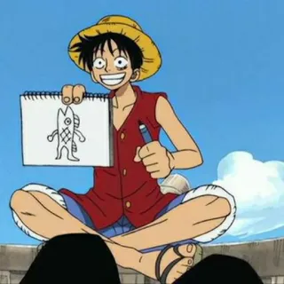 👒 Monkey D. Luffy One Piece Anime, Manga, Pirata, Dibujo, Pez telegram sticker