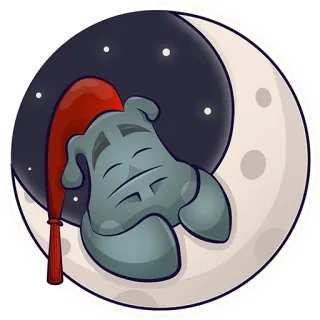 😴 sonno, luna, dormire, sogno, notte, zzz, cartone animato, ippopotamo telegram sticker