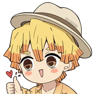 👍 Zenitsu Agatsuma Demon Slayer @HAWKS Anime, Zenitsu, Daumen hoch, Kawaii, Fanart whatsapp sticker
