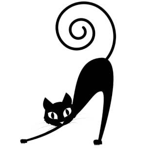 🤑 kucing, kucing hitam, binatang, meregang, imut, kartun telegram sticker