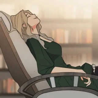 ♥️ mulher, relaxante, cadeira, biblioteca, pacífico telegram sticker
