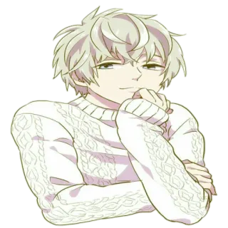 🤔 anime, boy, sweater, cartoon telegram sticker