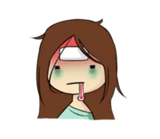 🤒 malade, fièvre, thermomètre, dessin animé, mal de tête whatsapp sticker