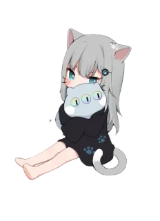😕 애니메이션 여자, 고양이 소녀, 귀여운, 치비, 네코, 귀여운, 만화 telegram sticker