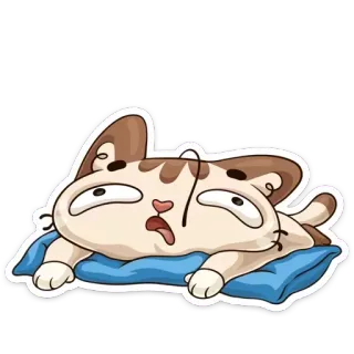 😵 고양이, 동물, 스티커, 만화, 졸린, 피곤한, 게으른 telegram sticker