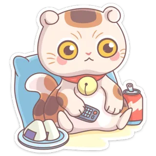 🍙 кот, удаленно, напиток, онигири, подушка, стикер whatsapp sticker
