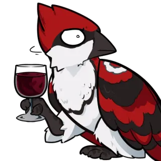 🍷 鳥, 枢機卿, 飲む, ワイン, アルコール, パーティー, お祝い telegram sticker
