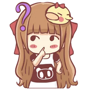 ❓ Cartoon, Anime, Frage, Süß, Mädchen, Kawaii telegram sticker
