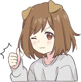 👍 Anime, Telinga anjing, Kartun, Berkedip, Jempol ke atas telegram sticker