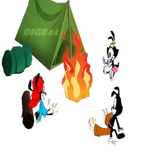⛺️ DIGE44 animaniacs, camping, dibujos animados, animado, tienda de campaña, fuego telegram sticker