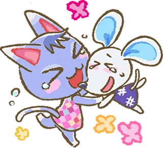 🥰 Animal Crossing, gato, ratón, amistad, lindo, videojuego, dibujos animados whatsapp sticker