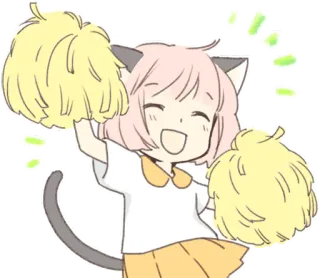 ✊ Anime, Garota gato, Líder de torcida, Kawaii, Fofo, Mascote telegram sticker
