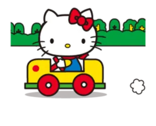 🚗 Hello Kitty Dessin animé, Chat, Voiture, Mignon, Véhicule, Kawaii telegram sticker