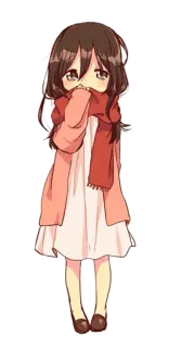 😚 chibi, girl, scarf, cute, anime, kawaii whatsapp sticker