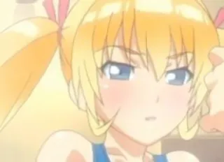 😖 anime, ragazza, bionda, codini telegram sticker