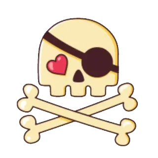 😈 teschio, ossa incrociate, pirata, patch occhio, cuore, ossa telegram sticker