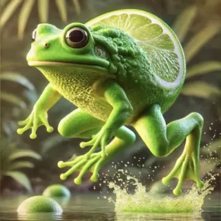 🤩 rana, lime, frutta, animale, verde, acqua, anfibio, natura telegram sticker