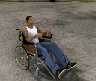 🧘 Carl Johnson Grand Theft Auto: San Andreas Carl Johnson, CJ, Grand Theft Auto, San Andreas, sedia a rotelle telegram sticker