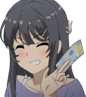 😁 Anime, Mädchen, Ticket, Süß, Lächelnd telegram sticker
