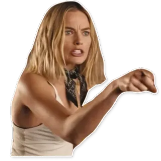 🤠 femme, pointage, personne, expression, Margot Robbie whatsapp sticker