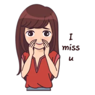 ❣ I miss u traurig, vermisse dich, einsam, Cartoon, Mädchen, Anime whatsapp sticker