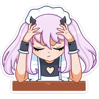 😐 Anime, Maid, Gestresst, Illustration, Charakter telegram sticker