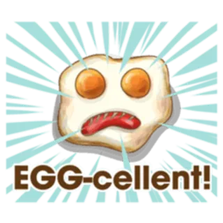 🥚 EGG-cellent! uovo, toast, divertente, cibo, colazione, cartoni animati whatsapp sticker