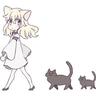 🚶‍♀ Catgirl, Anime, Katzen, Niedlich, Cartoon telegram sticker
