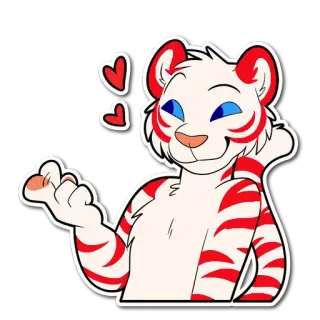 😘 tigre, animal, dibujos animados, mono, corazones, amor, gesto, peludo whatsapp sticker