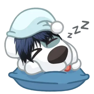 😴 sleep, sleeping, pillow, nightcap, dog, zzz whatsapp sticker