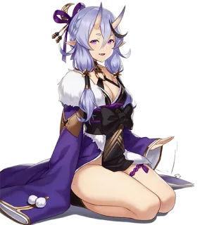 🧸 アニメ, キャラクター, ファンタジー, 女性, 紫, 角 telegram sticker