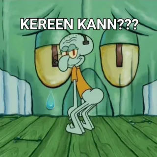 🌟 Squidward Tentacles SpongeBob SquarePants KEREEN KANN??? Carlo, Mème, Dessin animé, Spongebob, drôle whatsapp sticker