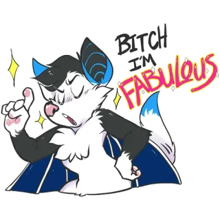 🖕 BITCH I'M FABULOUS favoloso, atteggiamento, peloso, cartone animato, animale, alla moda telegram sticker