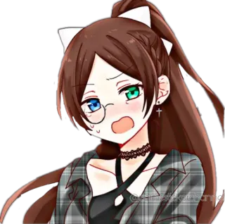 😳 @strikkatzchannel Anime, Fille, Lunettes, Choker, Personnage, Dessin animé telegram sticker