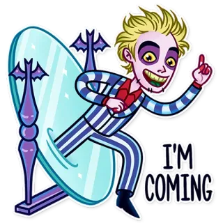 ☝ Beetlejuice I'M COMING filme, terror, comédia, fantasma, sobrenatural, halloween whatsapp sticker