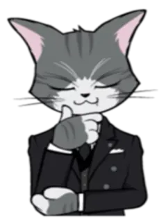 🤔 고양이, 정장, 생각, 정장, 동물, 의인화 telegram sticker