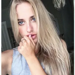 😇 woman, blonde, portrait, girl, beauty, fashion, model, selfie telegram sticker