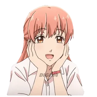 😆 DIGI_54 애니메이션, 소녀, 귀여운, 만화, 웃는, 분홍 머리, 행복한, 여자 telegram sticker