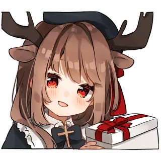 🎁 アニメ, 女の子, 鹿, ギフト, かわいい, キャラクター, 漫画 telegram sticker