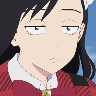 🔮 chica anime, personaje anime, mujer, cansada, disgustada, uniforme rojo telegram sticker