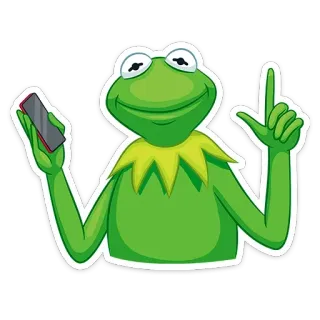 ☝️ Kermit Kermit the Frog, Muppet, frog, phone, meme, funny whatsapp sticker