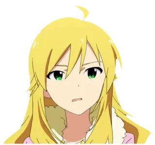 😧 anime, garota, loira, fofa, expressão telegram sticker