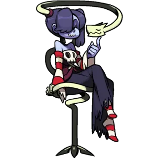 😊 Squigly Skullgirls crâne, zombie, fille, jeu vidéo telegram sticker