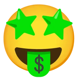 🤑 Biểu tượng cảm xúc, Tiền, Ký hiệu đô la, Ngôi sao, Xanh lá, Vàng, Sự giàu có, Thành công telegram sticker