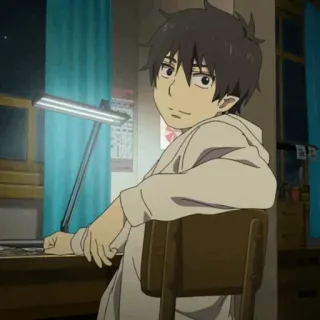 ☁️ Rin Okumura Blue Exorcist Anime, Junge, Teenager, Sitzend, Charakter telegram sticker