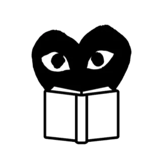 🤓 heart, eyes, book, reading, black, white, kawaii telegram sticker