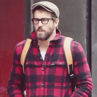 🔮 Ryan Reynolds Ryan Reynolds, aktor, kemeja kotak-kotak, kacamata, selebriti telegram sticker