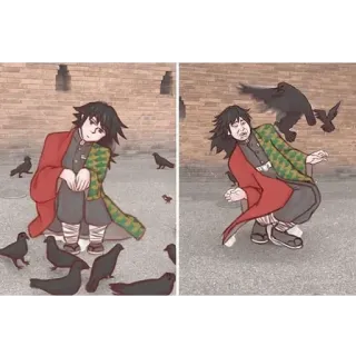 🌊 Giyu Tomioka Demon Slayer Giyu Tomioka, Demon Slayer, anime, gagak, lucu telegram sticker